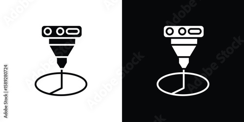 Laser machine icon. Black and white silhouette. Icon vector
