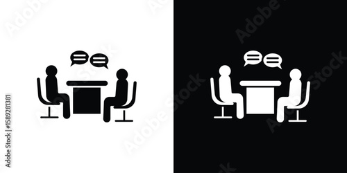Job interview icon. Black and white silhouette. Icon vector