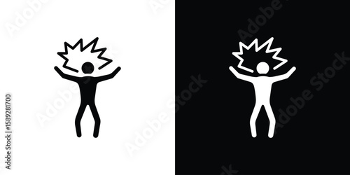 Irritated human icon. Black and white silhouette. Icon vector