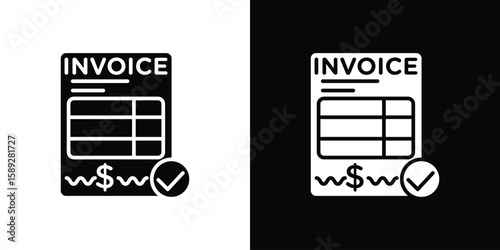 Invoice icon. Black and white silhouette. Icon vector