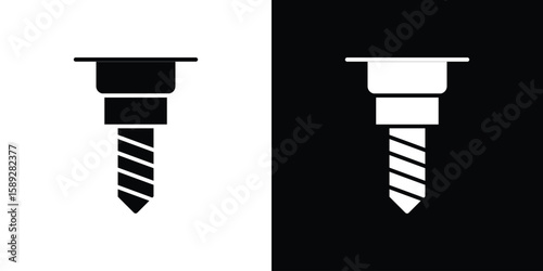 Implant Fixture icon. Black and white silhouette. Icon vector