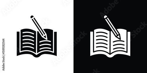 Homework icon. Black and white silhouette. Icon vector