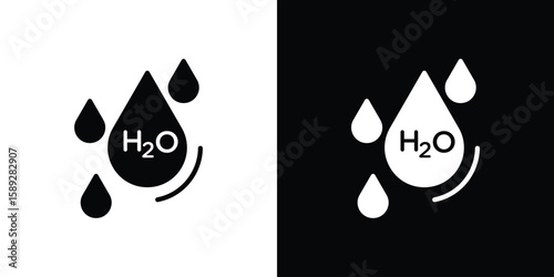 H2o icon. Black and white silhouette. Icon vector