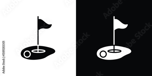 Golf yard icon. Black and white silhouette. Icon vector