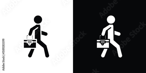 Going to work icon. Black and white silhouette. Icon vector