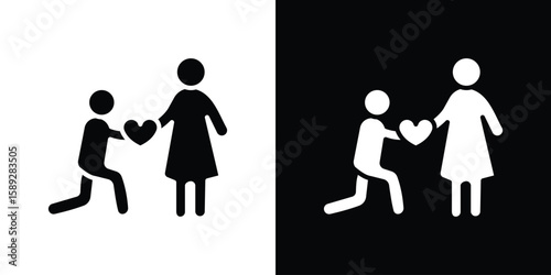 Girlfriend icon. Black and white silhouette. Icon vector