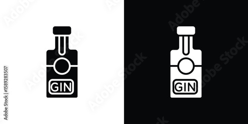 Gin icon. Black and white silhouette. Icon vector