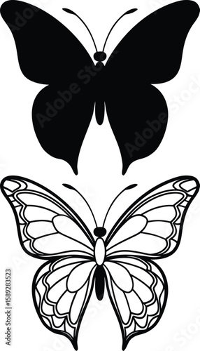 Butterfly Tattoo Stencil, Butterfly ClipArt, Files for Cricut 