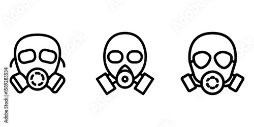 Tableau sur toile gas-mask outline or line icon design bundle.