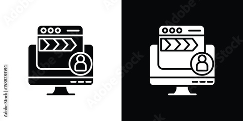 Front end icon. Black and white silhouette. Icon vector