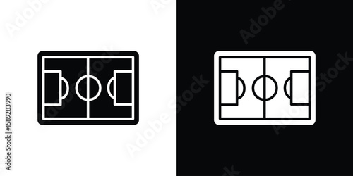 Football field icon. Black and white silhouette. Icon vector