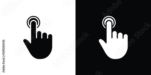 Finger control icon. Black and white silhouette. Icon vector