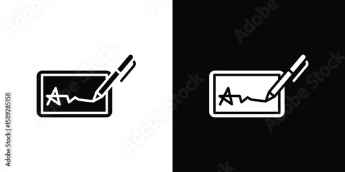 Electronic signature icon. Black and white silhouette. Icon vector