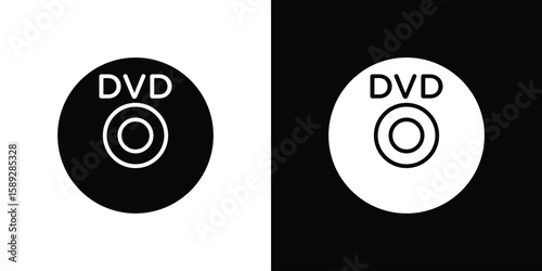 DVD icon. Black and white silhouette. Icon vector