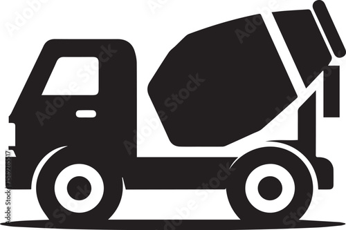 simple concrete cement mixer truck silhouette