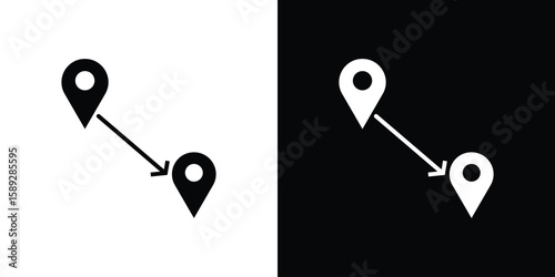 Distance icon. Black and white silhouette. Icon vector