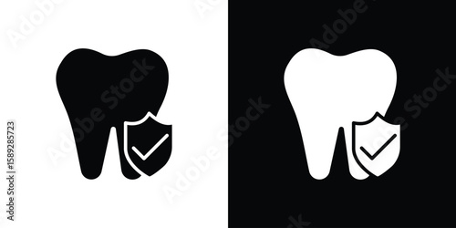 Dental insurance icon. Black and white silhouette. Icon vector