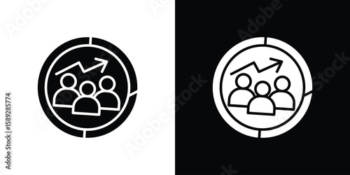 Demographics icon. Black and white silhouette. Icon vector