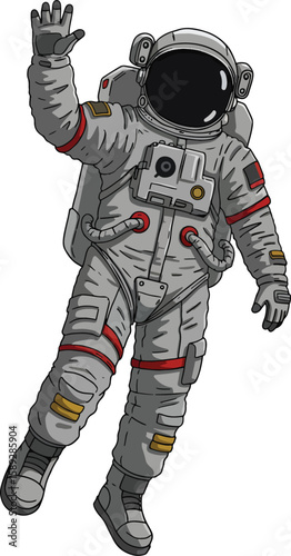 Vector color illustration of astronaut waving trending Adobe Stock microstock marketplace
