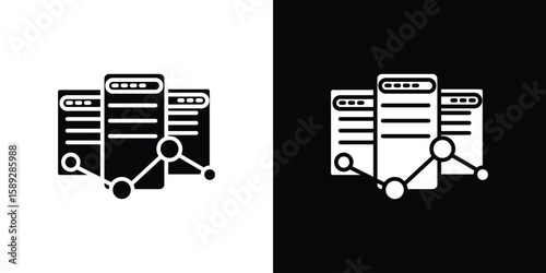 Data center icon. Black and white silhouette. Icon vector