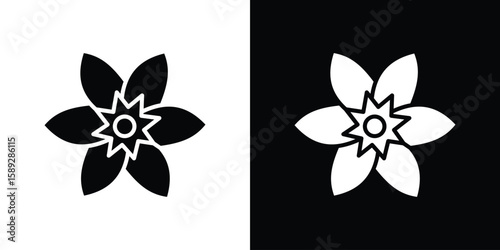 Daffodil icon. Black and white silhouette. Icon vector