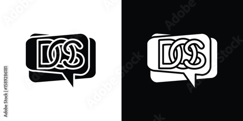 DOS icon. Black and white silhouette. Icon vector
