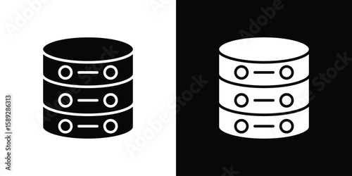 Cylinder database icon. Black and white silhouette. Icon vector