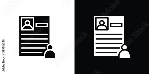 Curriculum icon. Black and white silhouette. Icon vector