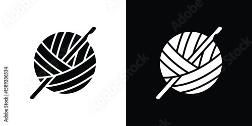 Crochet icon. Black and white silhouette. Icon vector