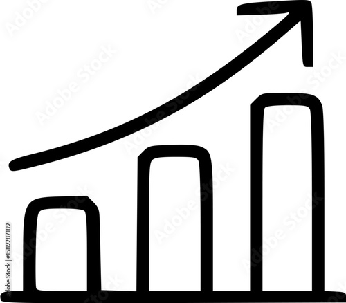 Simple graphic of increasing bar graph, illustrating growth and progress.
