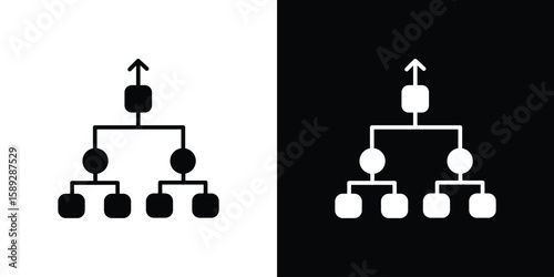 Consolidation icon. Black and white silhouette. Icon vector