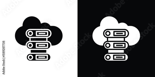 Cloud server icon. Black and white silhouette. Icon vector