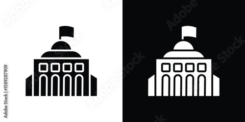 City hall icon. Black and white silhouette. Icon vector