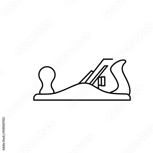 Wooden hand planer tool in minimalist sketch style on white background  