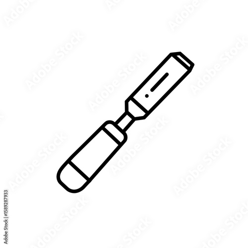 Wood chisel tool with wooden handle in minimalist design 