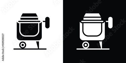 Cement mixer icon. Black and white silhouette. Icon vector