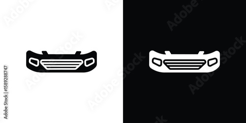 Car bumper icon. Black and white silhouette. Icon vector