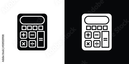 Calculator icon. Black and white silhouette. Icon vector