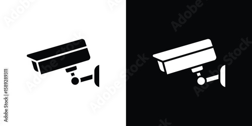 CCTV icon. Black and white silhouette. Icon vector
