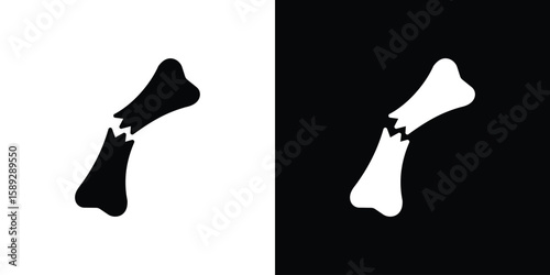 Broken bone icon. Black and white silhouette. Icon vector