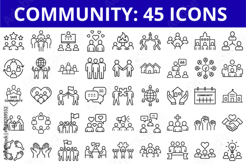A set of icons that illustrate the concept of unity and cooperation