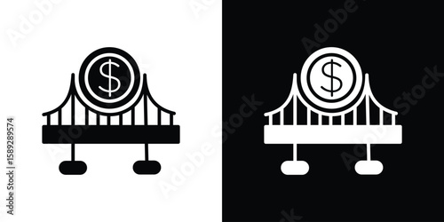 Bridging loan icon. Black and white silhouette. Icon vector