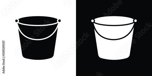 Bucket icon. Black and white silhouette. Icon vector