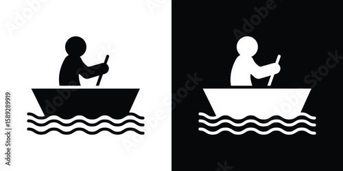 Boat race icon. Black and white silhouette. Icon vector