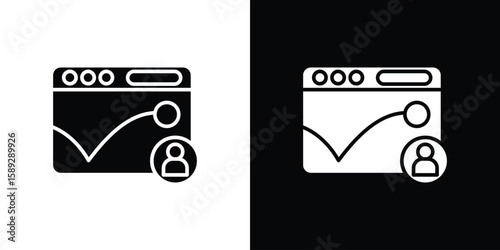 Bounce rate icon. Black and white silhouette. Icon vector