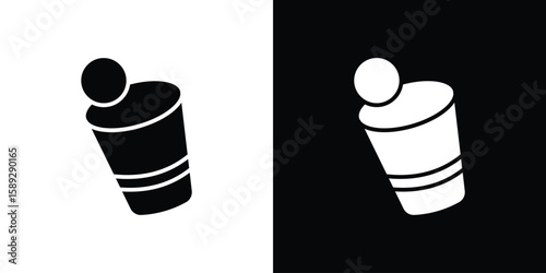 Beer pong icon. Black and white silhouette. Icon vector