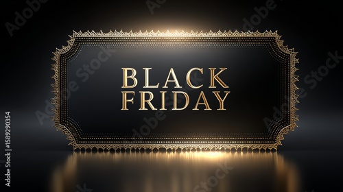 Elegant Black Friday sale announcement with golden lettering and a sleek background highlighting festive shopping