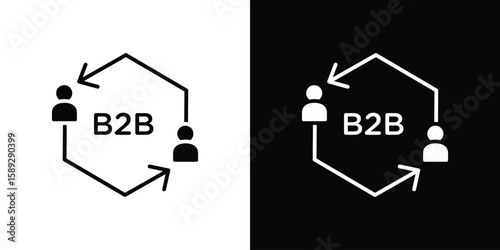 B2B icon. Black and white silhouette. Icon vector