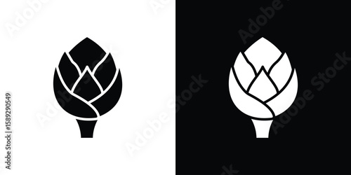 Artichoke icon. Black and white silhouette. Icon vector
