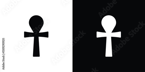 Ankh icon. Black and white silhouette. Icon vector